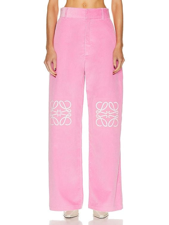 Pantalon aus Velluser-Stoff in Rosa