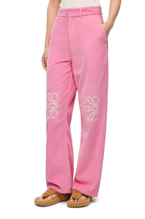 Pantalon aus Velluser-Stoff in Rosa